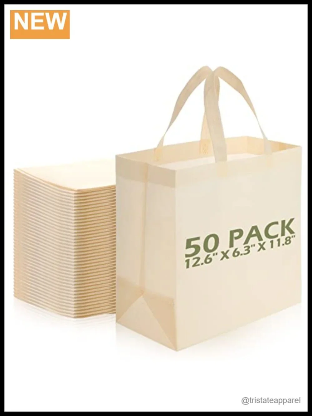 50 Pcs Non Woven Reusable Tote Bags Shopping Bags Bulk Party Favors Foldable